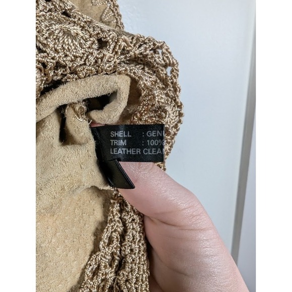 Overland Suede Leather Vest Women's XL Boho Patchwork Crochet Western Festival - Picture 6 of 9